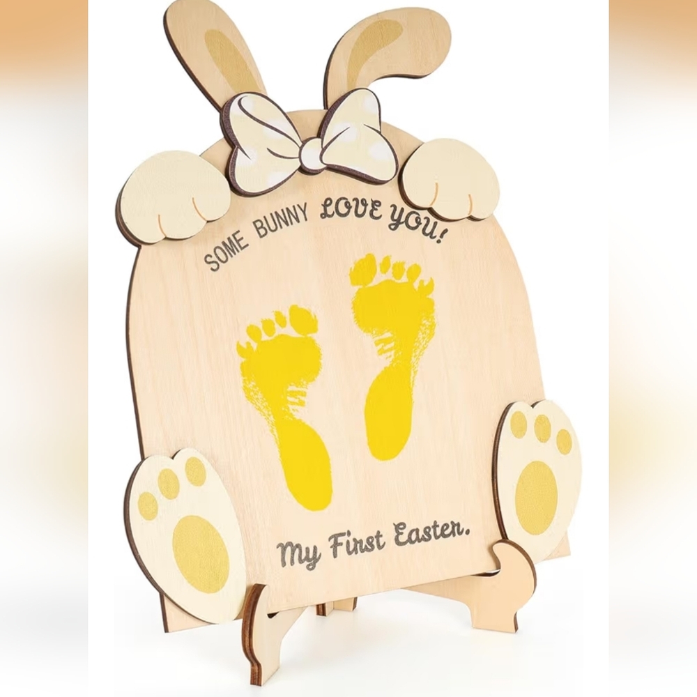 Baby's First Easter Footprint DIY Art Wooden Milestone